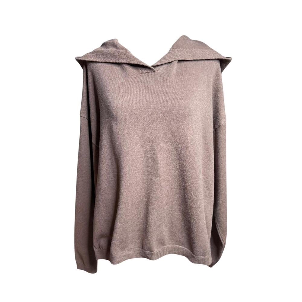 Pink Lily Chocolate Brown Acid Wash Oversized V Neck Hoodie Small - Picture 3 of 9